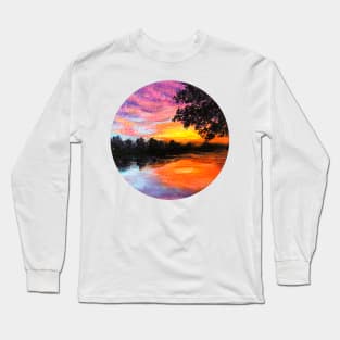 sunset lake view Long Sleeve T-Shirt